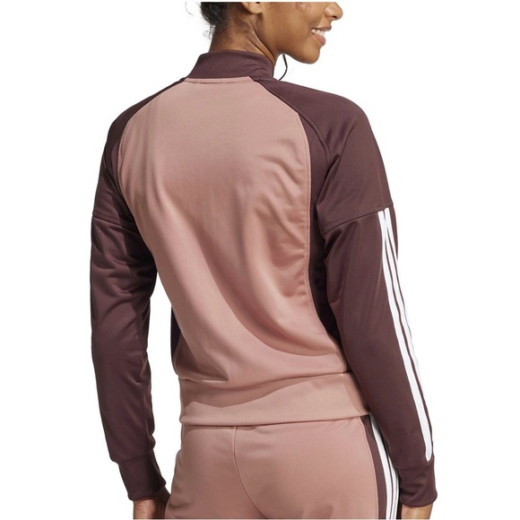 NWT adidas Women's Size L Tricot 3-Stripes Track Jacket Warm Clay/Aurora Ruby - Picture 5 of 6